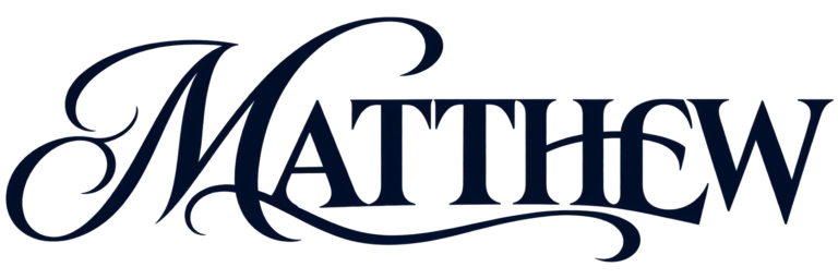 Ornate Navy Matthew Wordmark