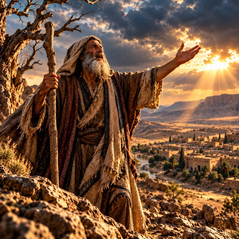 Prophet Beneath the Stormlit Desert Sky